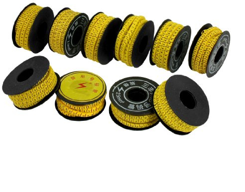 sourcing map 10 Rollen Gelb Flexible PVC Nummer 0-9 Muster 2,5mm2 Draht Kabel markierung DE de