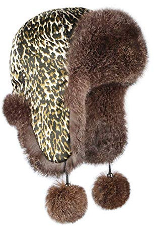 OBC Damen Kaninchen MÜTZE Wintermütze Aviaror Pelzmütze Fellmütze Fliegermütze Uschanka Polarmütze