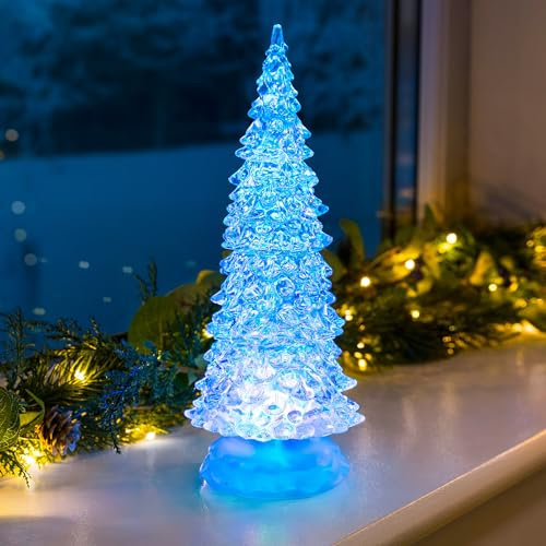 Christow Christmas Tree Glitter Water Spinner Colour Changing LED Decoration Battery Powered