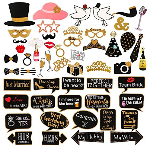 60Pcs Wedding Photo Booth Props, Wedding Props for Photos Bachelorette Weddings Shower Party Decorations