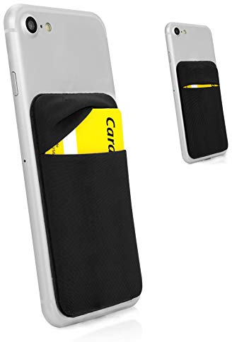 MyGadget Cartera con 1 Bolsillo para Funda Móvil - Tarjetero Adhesivo para Smartphone - Porta Tarjetas de Crédito con Bloqueo RFID - Card Holder - Negro