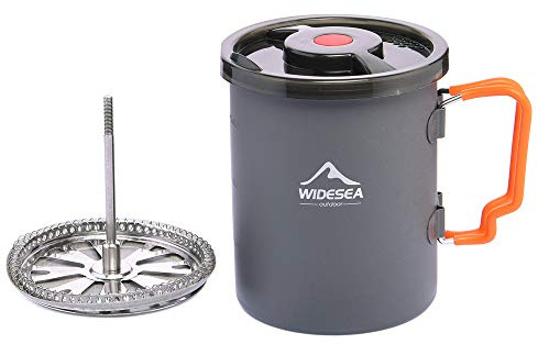 widesea Camping Coffee Pot 750ML, French Press Coffee Maker,Lightweight Backpacking Pot with Collapsible Handle For Camping,Hiking,Fire Cooking