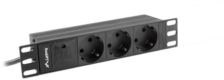 Lanberg Regleta 1U 16A 3X SCHUKO Rack 10 2M Negro