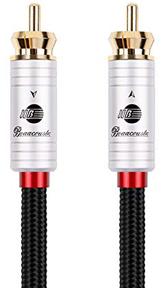 BOAACOUSTIC JIB Câble audio RCA pour caisson de basses de Subwoofer Audiophiles,Cinch Câble Coaxial Numérique 75Ω pour Amplificateur, Home Cinéma, Barre de Son et Subwoofer -1 m