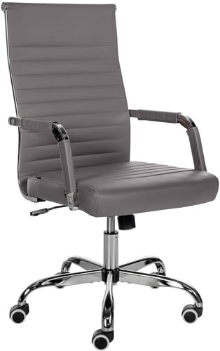 CLP Ergonomischer Bürostuhl Amadora I Höhenverstellbar, 360 Grad Drehstuhl I Kunstleder Oder Stoff Bezug I Langlebig, 120 kg Belastbar Farbe grau Material Kunstleder