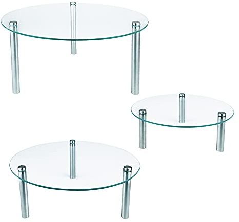 3 Pcs Round Tempered Glass Cake Stands Set 8 10 13 Inch Cupcake Holder