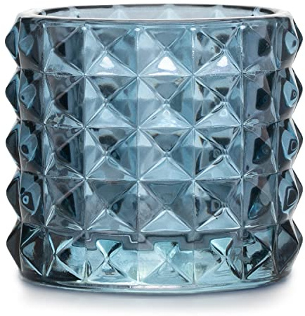 Teelichthalter aus Glas AmeliaHome Kerzenhalter Teelichtglas 7x6,5 cm Malaga Dunkelblau