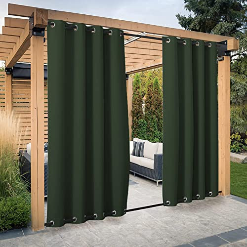 Outdoor Vorhang Wetterfest mit Ösen Oben und Unten, Wasserdicht Windschutz Outdoor Vorhang UV Schutz Sichtschutz Verdunkelungs Vorhang für Terrasse Pergola Gartenlaube, 1 Stück,Grün-B150xH166cm
