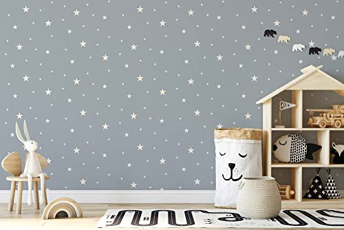 TADESSI Tapete Kinderzimmer M1-No.60 Vliestapete Grau Tapete mit Sternen für Wohnzimmer Schlafzimmer Küche