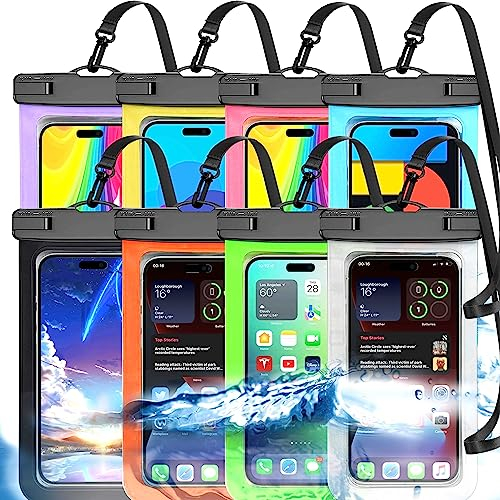 8 Stück Mehrfarbige Allgemein wasserdichte Handy Tasche,wasserdichte Handy hülle Trocken Sack (Schutz Stufe: IP68) Outdoor-Sport für Apple iPhone,Samsung und bis zu 7,5 Zoll (Mehrfarbig, 8 Stück)