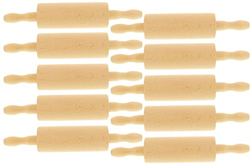 teemando® 10 X Marken-Holz-Teigrolle für Kinder, 26 cm, drehbare Achse, Marzipanrolle, einfaches ausrollen Mit dem Mini-Nudelholz