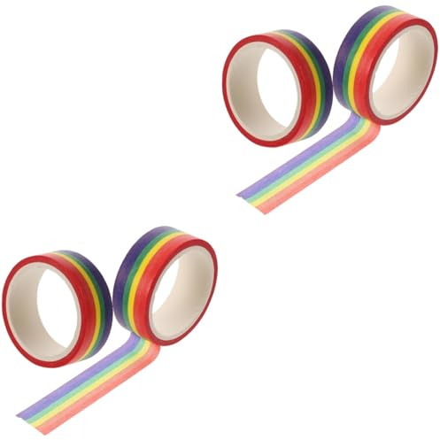 NUOBESTY 4Er Pack Regenbogen Washi Tape Klebeband Buntes Diy Dekoratives Streifenband Für Basteln Notizbücher Fotoalben Und Papierdekorationen 500 Cm Länge