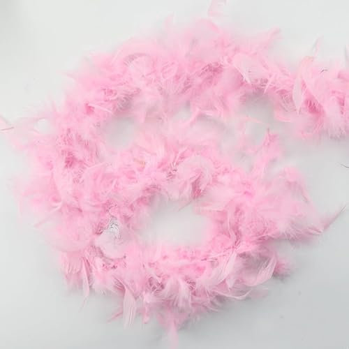 Federboa zum Basteln 2M Truthahnfedern Feder-Schal Verkleidung Flauschige Girlande Weihnachten Band Boa Streifen Boa DIY Mädchen Verkleidung Zubehör Weihnachten Karneval Theater -Hell-Pink