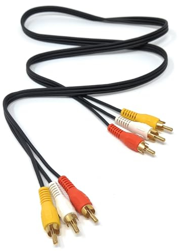 DRUT 1 m 3 RCA vers 3 RCA Phono mâle câble Triple Jack AV Audio vidéo Composite (3,3 Pieds)