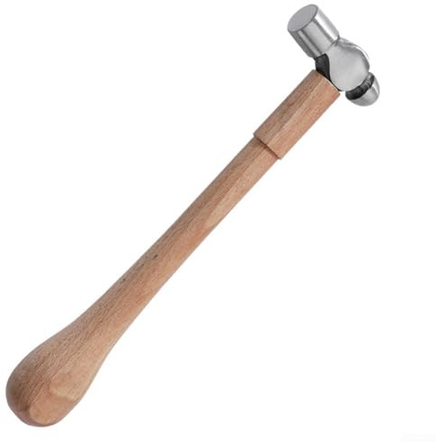 DAZZLEEX Jewelry Mini Hammer, Non-Slip Wood Handle Round Peen Hammer for Silversmith Goldsmith Jewelers