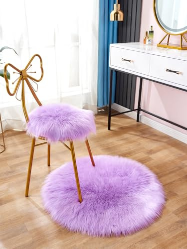 YUGWNN Helles Lila Waschbarer Klein Teppich Rund, Stuhl Sitzkissen，Flauschiger Teppiche,Teppich Schlafzimmer Rundezur, Dekoration Von Wohn-, Schlaf- Oder Kinderzimmer,Fotografie-Requisiten,30 cm runde