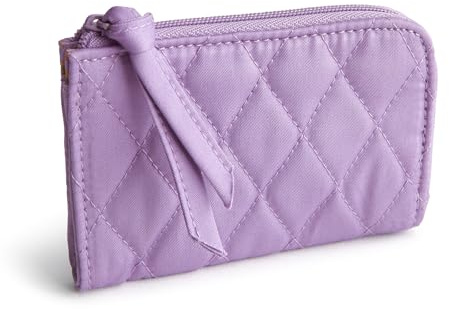 Vera Bradley Women's Premium Cotton Zip Card Pouch, Purple Rhapsody, One Size