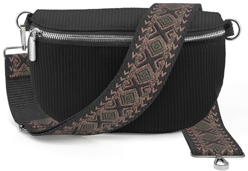 Artvall - Umhängetasche Cord Tasche Handtasche weiche Cordtasche Bauchtasche Klein mit Schultergurt Design Taschenband abnehmbar verstellbares Riemen Crossbody Bag Hüfttasche Damen mit Reißverschluss