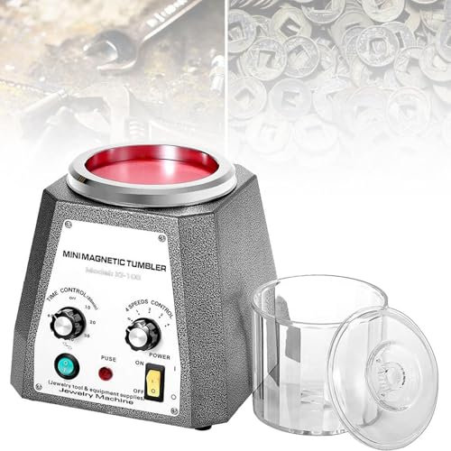 DPQYJPP Lucidatrice Magnetica per Gioielli, Bicchiere Magnetico 2000Giri/min, velocità Regolabile, lucidatrice per Maniche, lucidatrice per Gioielli, Macchina Finitura per sbavatura, smussatura