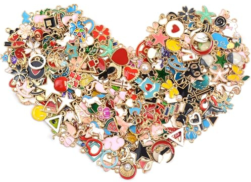 AebDerp 300pcs Bunte Charms DIY Schmuck Anhänger | Metall Anhänger für Armband,Ohrringe,Halskette,Tasche,Schlüsselanhänger und DIY Dekoration
