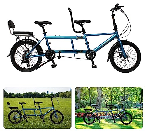 Tandemfahrrad zum Radfahren, klassisches Tandem Erwachsene Beach Cruiser Fahrrad mit 20 Zoll Rädern, Blau - Maximale Belastung 200kg