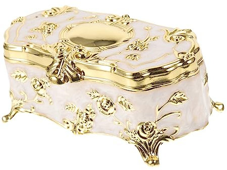 TINEASUR Schmuckschatulle Geprägt Blumen Schmuckschatulle Aus Legierung Langlebig Aufbewahrungsbox Für Schmuck Dekoratives Ohrring-etui Halsketten-box Armband-aufbewahrung Schmuck-organizer