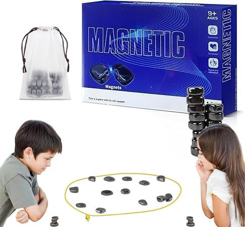 FLYGRRIV Magnetisches Schachspiel,Tragbares Magnetspiel,Puzzle Checkers Spiel-Reisen Schach Magnetisch,Magnet Schach Tischspiele,Anwendbar auf Partyspiele mit der Familie