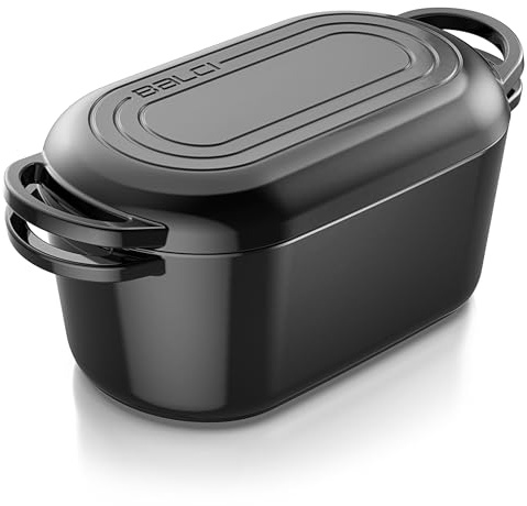 Enameled Dutch Oven - 3.5 Qt Cast Iron Pot with Lid - Bread Pan for Sourdough Bread Baking, Slow Cooker, Dual Handles, Great for Roasting & Cooking, Premium Bakeware