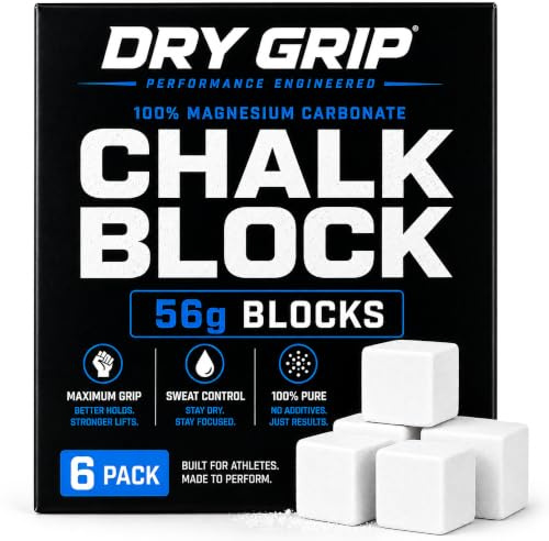 DRY GRIP Magnesium Carbonate Chalk Block Gym Chalk - Case of 6 blocks (Weightlifting)
