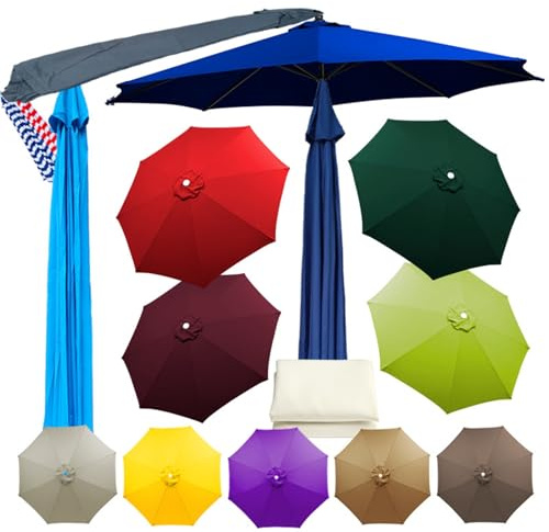 Chinimon Auvent De Remplacement Pour Parasol 6 Baleines/8 Baleines, Toile De Parasol Déporté 200/230/250/270/300/350 cm, Housse De Rechange Pour D'extérieur