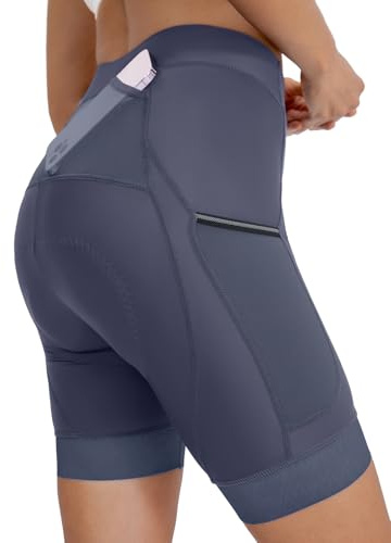 ARSUXEO Premium 4D vadderade cykelshorts dam cykelshorts cykelshorts cykelshorts 3 fickor, Grå, XL