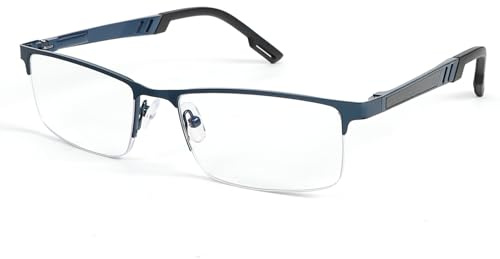 UVTQSSP Halbrahmen Lesebrille Aluminium Magnesium Leser für Männer modischen Federscharnieren Computerbrille