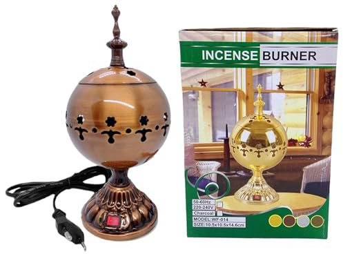 Brûleur D'encens Électrique - Brûleur D'encens Style Oriental Moyen,Porte-Encens Oliban Bougeoir pour Table Déco Maison Salon Méditation Église Aromathérapie