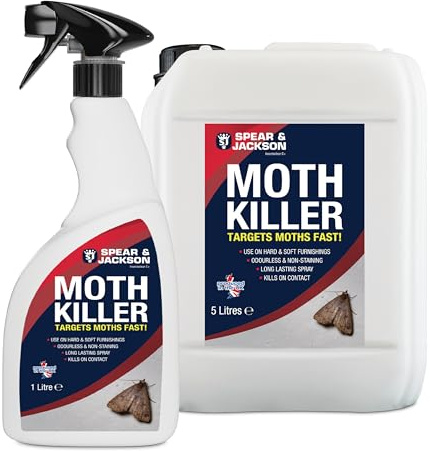 Spear & Jackson Moth Killer, 1L + 5L, Multi-Insect Control, Odourless, Non-Staining