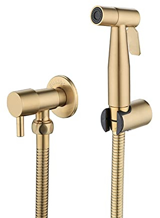 Brushed Gold Wall Mounted Bidet Faucet Set with Shower Valve for Bathroom Elegant Design Easy Installation Modern Bathroom Accessories
