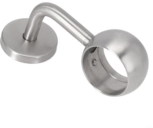 Zilimontt 90° Stainless Steel Staircase Handrail Support Brackets Round Tube Pipe Holder with Polished Chrome Effect Finish Covered Fixings for 38mm 42mm 50mm(42mm)