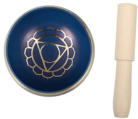 Cuenco de Sonido Azul 1 Set de Cobre y Madera para Meditación | Tonos Profundos, Ligero para Viajar y Vacaciones, Apto para Mujeres y Hombres