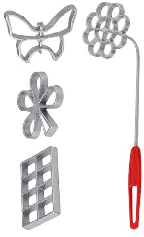 Moule à Bunuelos – Set de Timbales en Fer 12,99 pouces | 5 Pièces Fabricant de Rosettes | Moule à Biscuits Épais | Ustensiles de Cuisine pour Friture, Gâteau de Crevettes, Radis Râpé, Snacks, Préparat