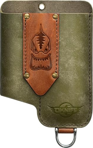 OKNIFE Osheath S1 Étui cuir 3 en 1 EDC pour couteau, torche et stylo | Étui ceinture EDC en cuir, compatible torche, couteau et stylo, fourni avec boucle porte-clés fer à cheval.