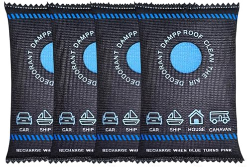 Car Dehumidifier Bag 4 Pack 200g, car dehumidifier bag reusable Car Moisture Absorber, Reusable Humidity Bag, Leakproof for Windscreens & Interior to Prevent Damp Condensation Mould & Odour