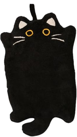 Generisch Katzenhandtuch,Niedliche Geschirrtücher aus Korallenfleece - Schwarze Katze Badezimmerhandtücher,Für Mama, Freund, Geburtstag, Feiertag und Halloween