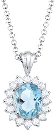 Elli kvinnors 925 sterling silver Xilion slipad granat halsband, En storlek, Sterlingsilver, Topas