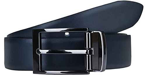 LLoyd Herren Leder Gürtel Wendegürtel bombiert schwarz - blau kürzbar 35mm Ledergürtel , Schwarz/Blau ,105