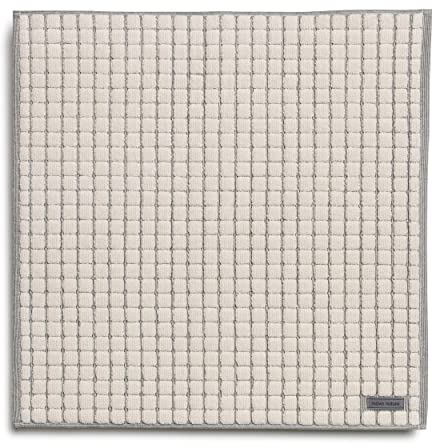 möve Eden Badteppich mit Kästchenstruktur 60 x 60 cm aus 100 % Baumwolle, nature / black