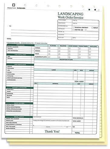 NextDayLabels - Arbeitsauftragsformular/Rechnung/Rechnungsblätter, 3-teilige selbstdurchschreibende (100 Sätze) Formulare in Briefgröße