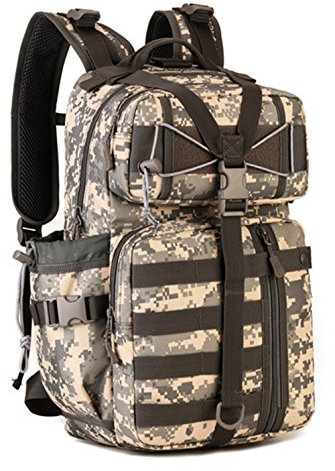 Sport Tent Sport Outdoor Rucksack Taktischer Military MOLLE Assault Sack Große Doppel Umhängetasche Trekkingrucksäcke 30 Liter Für Jagd Radfahren Camping Mit Dem Flaschenhalter (Tarnung 2)