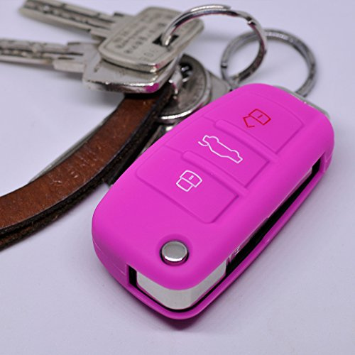 Soft Case Schutz Hülle Auto Schlüssel für Audi A1 S1 A3 S3 A6 S6 R8 Q7 Klappschlüssel Key Remote/Farbe: Pink