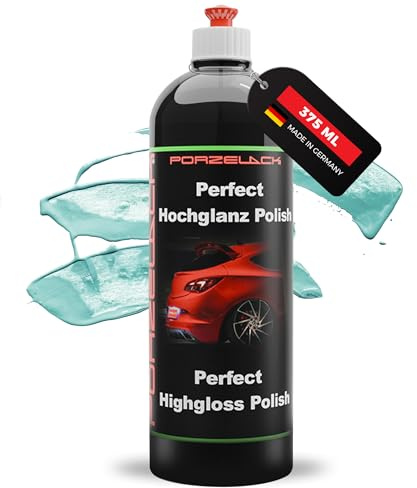 PORZELACK® Luxus Autopolitur, Hochglanz Polish 375ml für alle Lacke - Schwarz, Weiß, bunte & Metallic-Lacke - Politur zum Kratzer entfernen & intensive Farbauffrischung