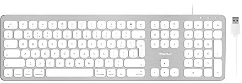 Macally WKEYHUBMB-UK, Teclado extendido para Mac con Teclado numérico, 2 Puertos USB y Layout Inglés QWERTY (UK), USB-A, diseño de Aluminio