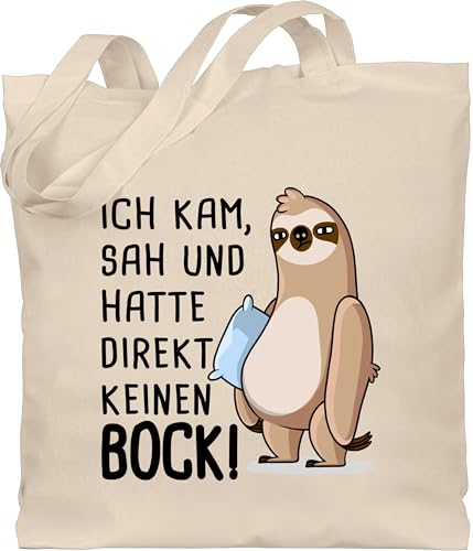 Shirtracer Baumwolltasche - Sprüche Statement - Hatte direkt keinen Bock - Faultier - Unisize - Naturweiß - geschenke mit faultieren statements kam sah beutel geschenk sprüchen faultiere stoffbeutel
